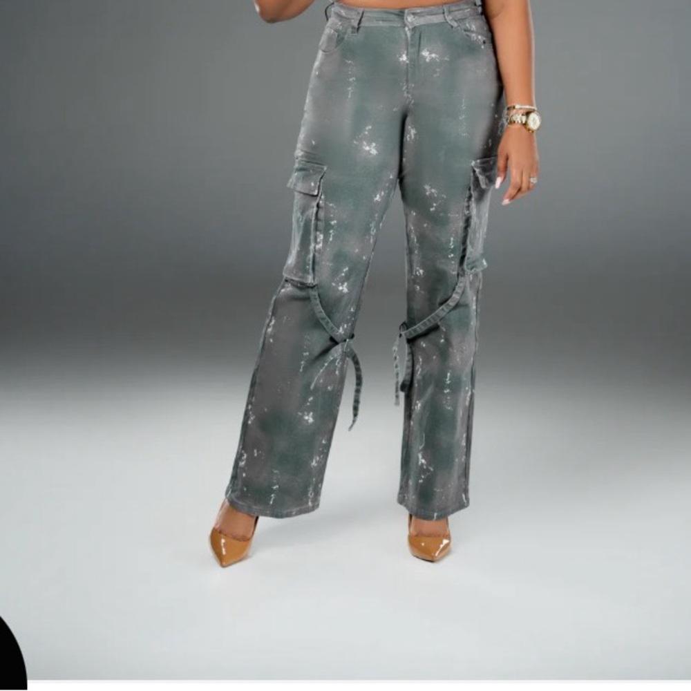 Grey splatter design cargo pants